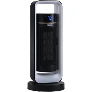 【DealsForYouDays】VEVOR Electric Space Heater with Thermostat Remote Control, 1000W/1500W 2-Level Adjustable Quiet Ceramic Heater Fan, 20 in Tip-Over Shutdown Overheat Protection Small Heaters for Office Room Desk Indo