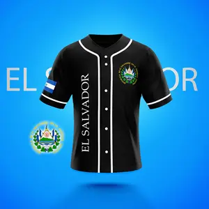 El Salvador Escudo Baseball Black Jersey