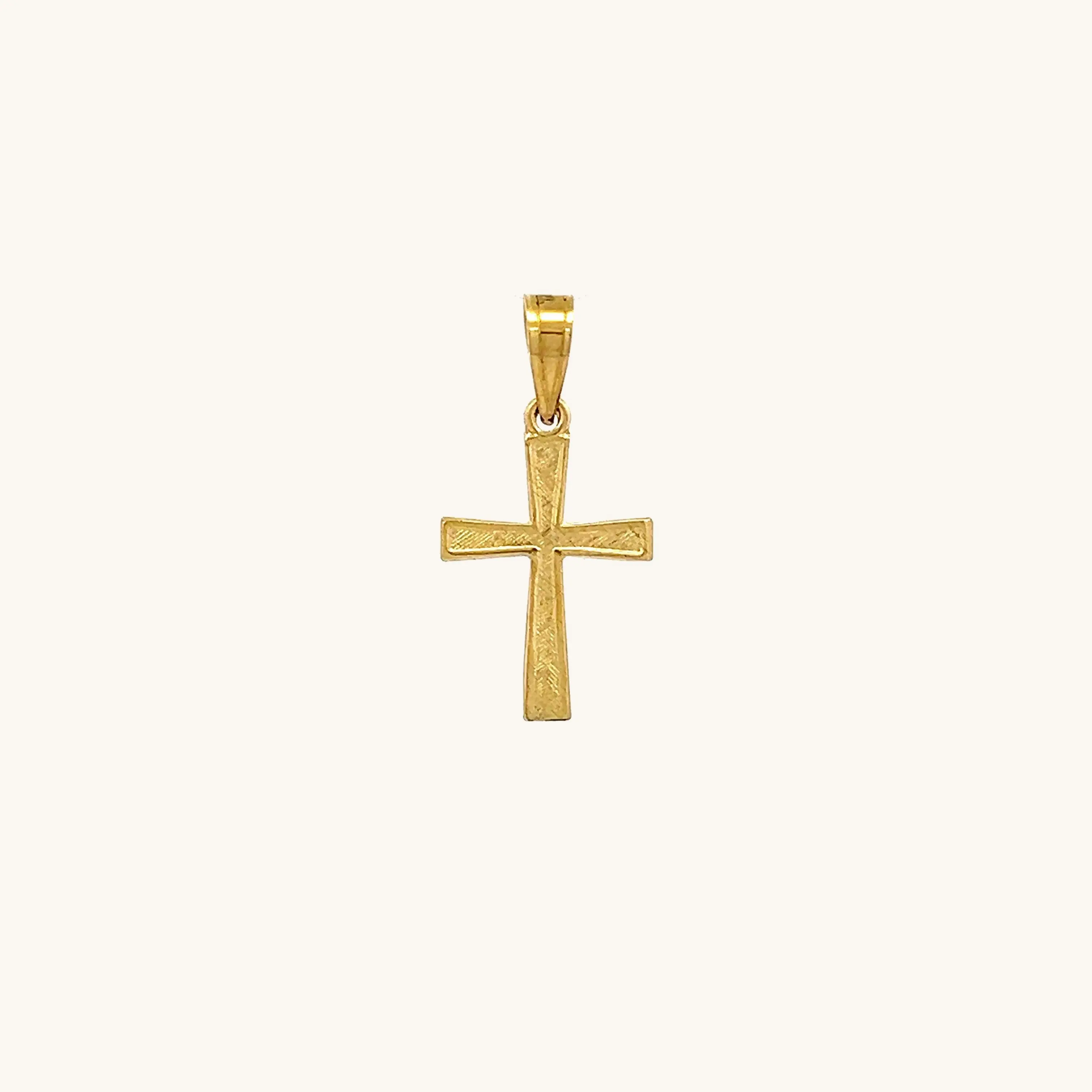 SOLID 14K YELLOW GOLD TINY CROSS PENDANT