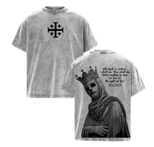 Baldwin IV The Leper King T-Shirt, Tank Top & Hoodie Washed Crusader King of Jerusalem Tee, Jerusalem Cross Medieval Christian Shirt, Vintage Washed Gothic Faith Streetwear - Jesus Apparel - Christian Outfit