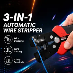 Automatic Wire Stripper Crimper Cutter 3-in-1 Tool, Self-Adjusting Pliers for 9-20 AWG Wires, Durable SK5 Steel Blades for Clean Cut, Ideal for Electrical Work, Car Repair, Home Audio & DIY Wiring Projects-YY