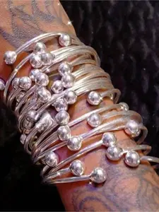 5pcs Retro Boho Thick Bangles, 10mm Silver Color Bangle Bracelets, Handmade Stacking Bangles for Women, Daily Party Jewelry Gifts, Trendy bangles, Stackable bracelet