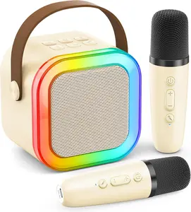 Portable Karaoke Machine with 2 Wireless Mics Bluetooth Speaker Compact Karaoke System for Family Gatherings Home Singing Party Kids Entertainment