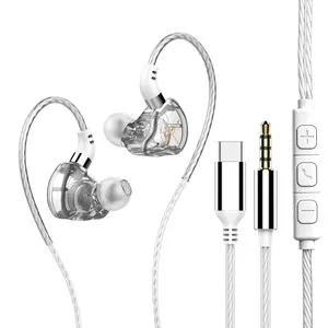HiFi Gaming In-Ear Headphones, Detachable Cable, Immersive Bass, Metal Panel, Multi-Platform Compatible, Wired 3.5mm & USB-C, Lightweight, Silver