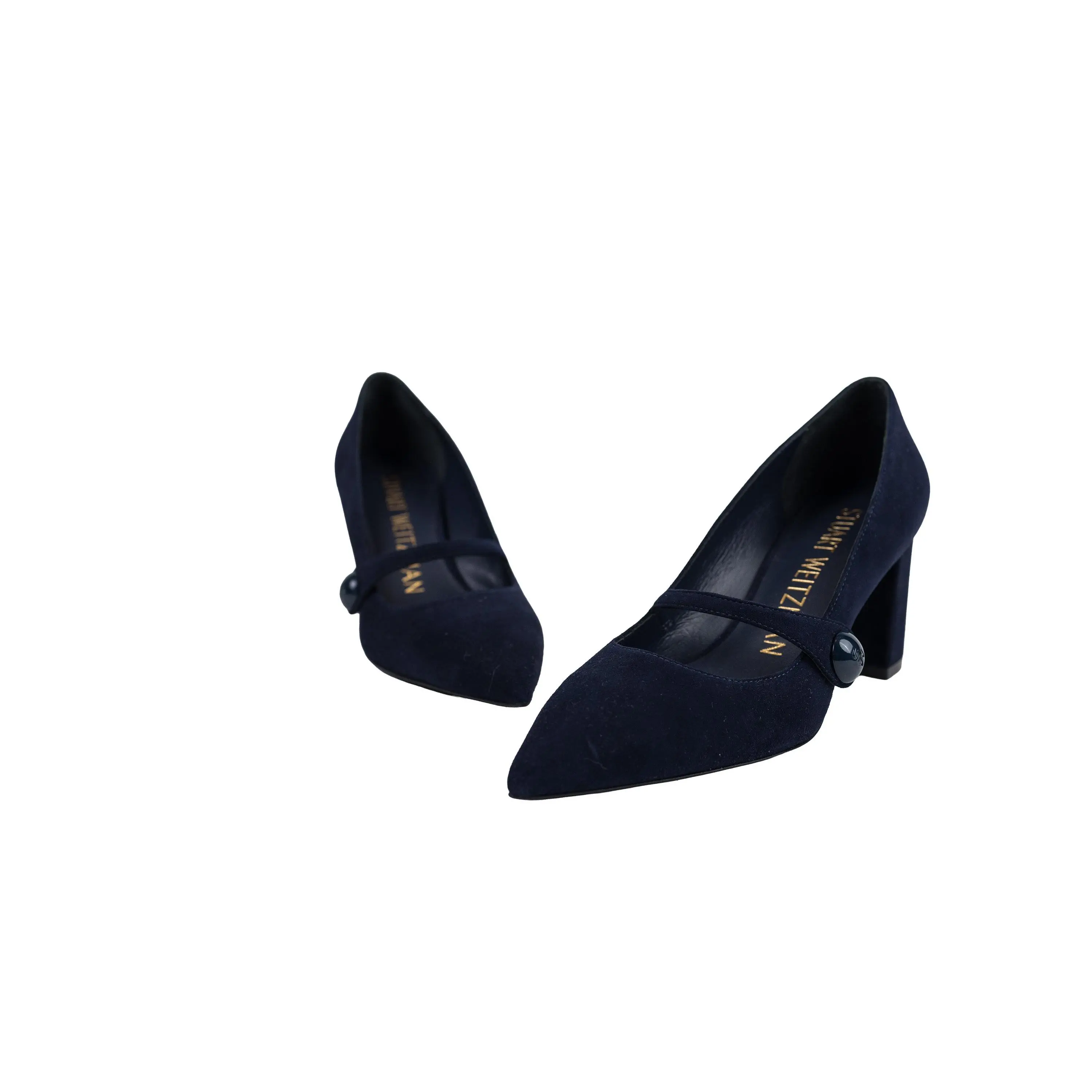 Pre-owned Stuart Weitzman Navy Blue Leather Heels Size 6