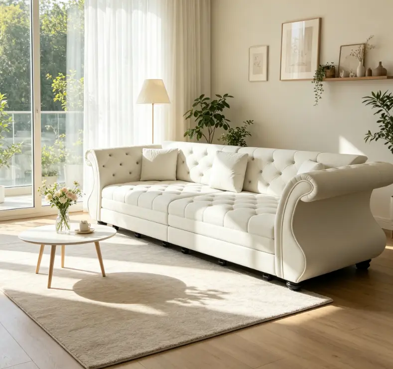 97.6" Oversized Chesterfield Pull-Out Sofa Bed - Classic Roll-Arm Velvet Couch with Flower Tufting, Upholstered Living Room Indoor Furniture