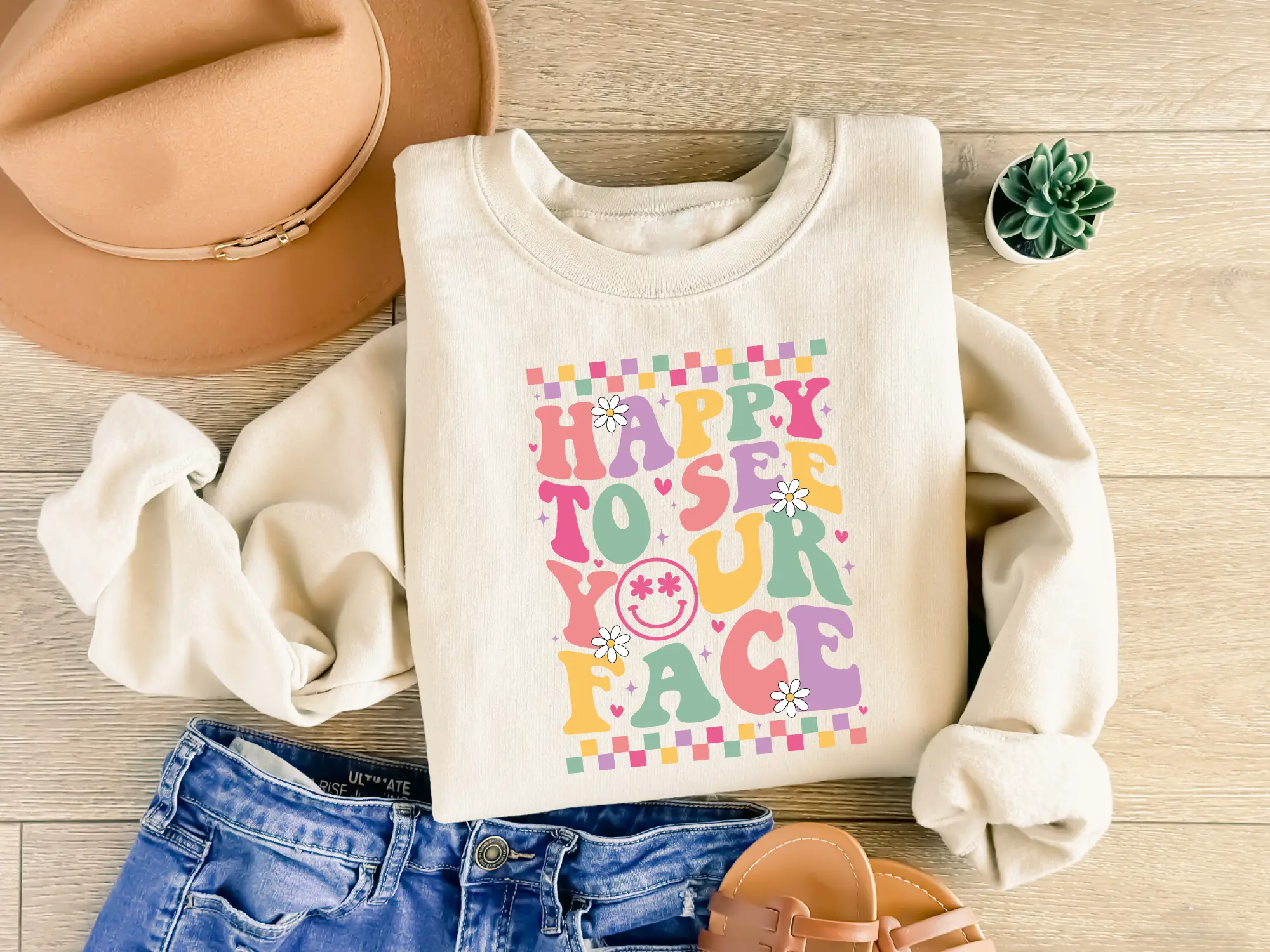 Happy To See Your Face Sweatshirt, Teacher Tee, Retro Smiley Apple T-Shirt, Back To School Top, Friendship T-Shirt, Positive Vibes Pullover