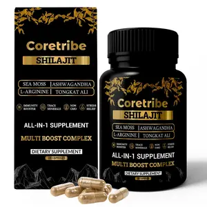 Coretribe Shilajit Capsules with Sea Moss & Ashwagandha Natural 10 in 1 Formula For Energy & Immune Support | Lab-Tested For Purity | Dietary Supplement Healthcare , Fitness | 120 Capsules