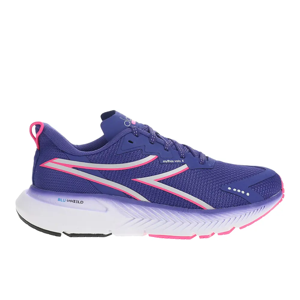 diadora Womens Mythos Blushield Volo 4 Running Sneakers Shoes - Blue, Pink