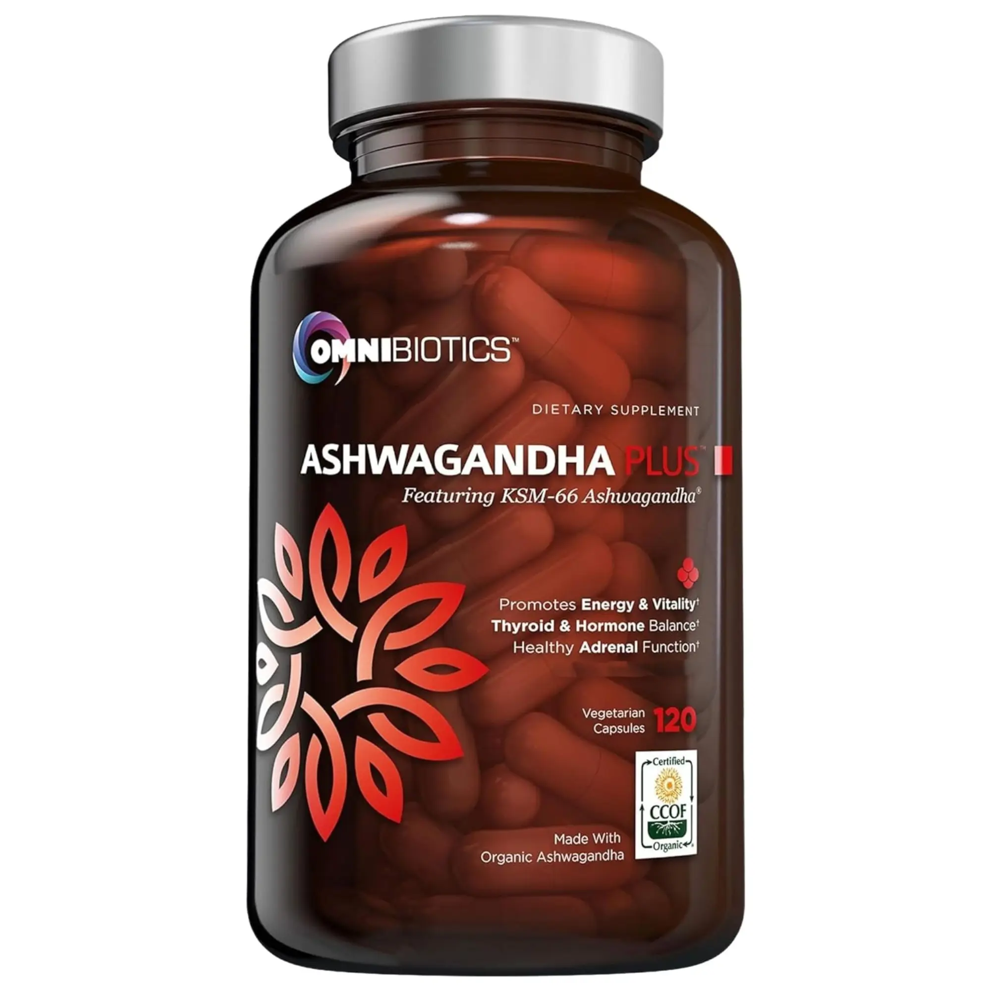 OmniBiotics Organic Ashwagandha 1300mg – Featuring KSM-66 Root Extract – Max Strength for Stress, Calm Energy & Muscle Recovery – 120 Vegan Capsules – Non-GMO