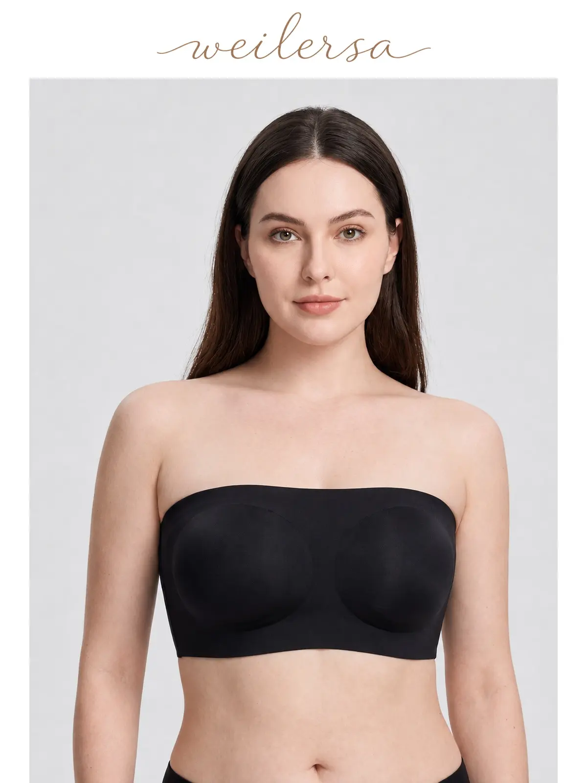 Weilersa Wireless Strapless Push-Up Bra, Lightly Lined Molded Cups, Summer Style, Cup-Enhancing Lift for Large Bust Women