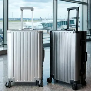 High-end aluminum-magnesium alloy trolley suitcases, unisex, 29-inch large capacity with multiple compartments,Silent and smooth universal wheels,, trolley case, 20-inch carry-on suitcase, metal body, perfect for Business and leisure travel