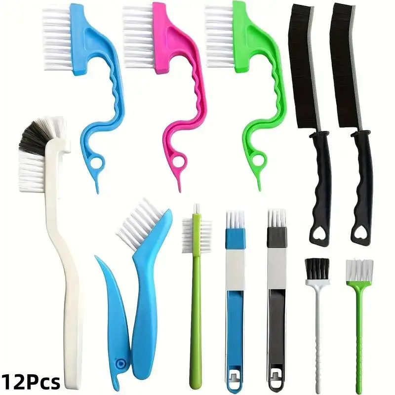 Multifunctional Cleaning Brush Set, 12pcs/set Crevice Cleaning Brush, Cleaning Brushes for Window Grooves, Bathroom, Toilet Corner, Kitchen, House Cleaning Tools, Versatile Cleaning Tool, Household Cleaning Tool