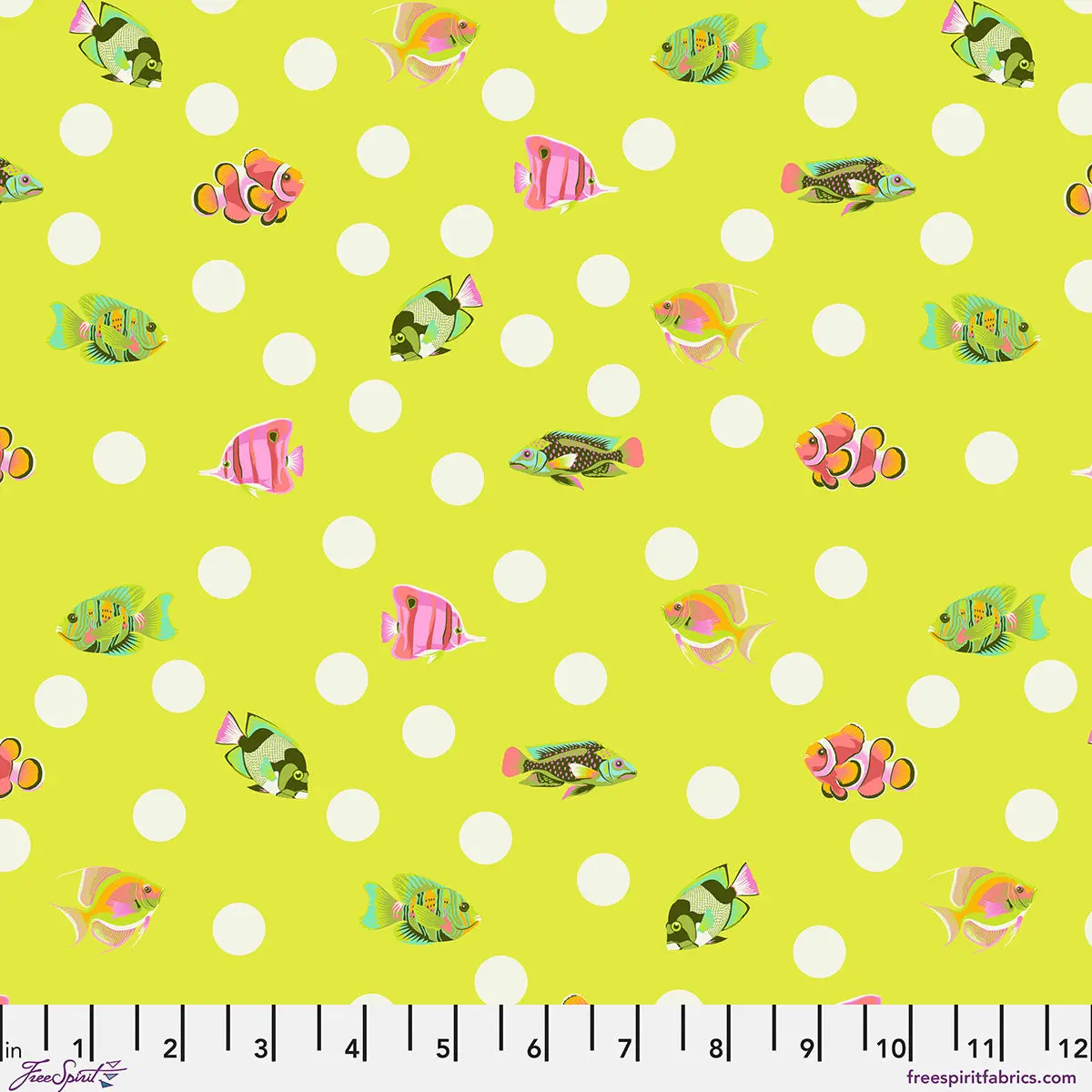 Fabric FreeSpirit Tula Pink Seagrass School Crossing Floral Reef by the Quarter Yard PWTP268.SEAGRASS