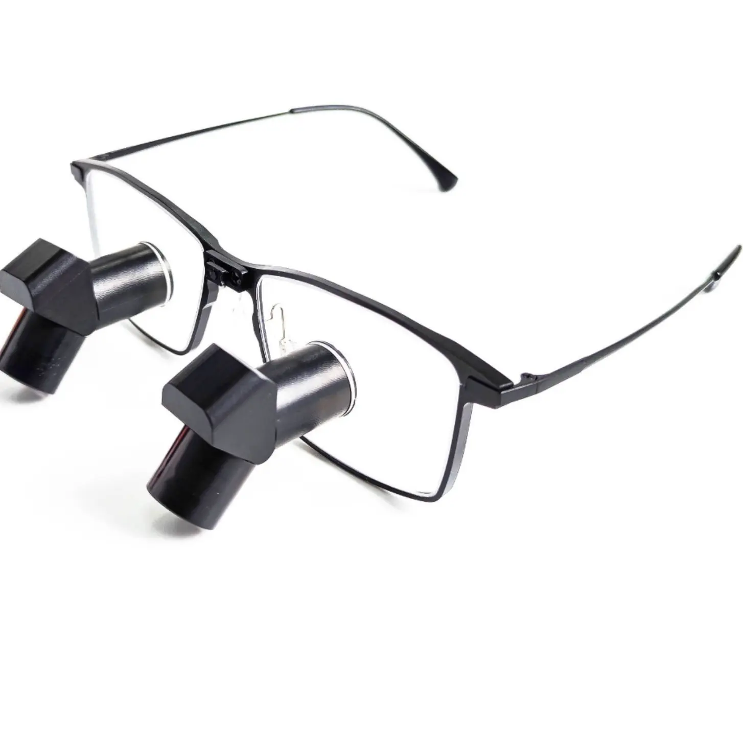 Black  with Silver Square Frame Loupes (Blue) with Wireless headlight. DeeTect Wireless Loupes. 3.5x magnification
