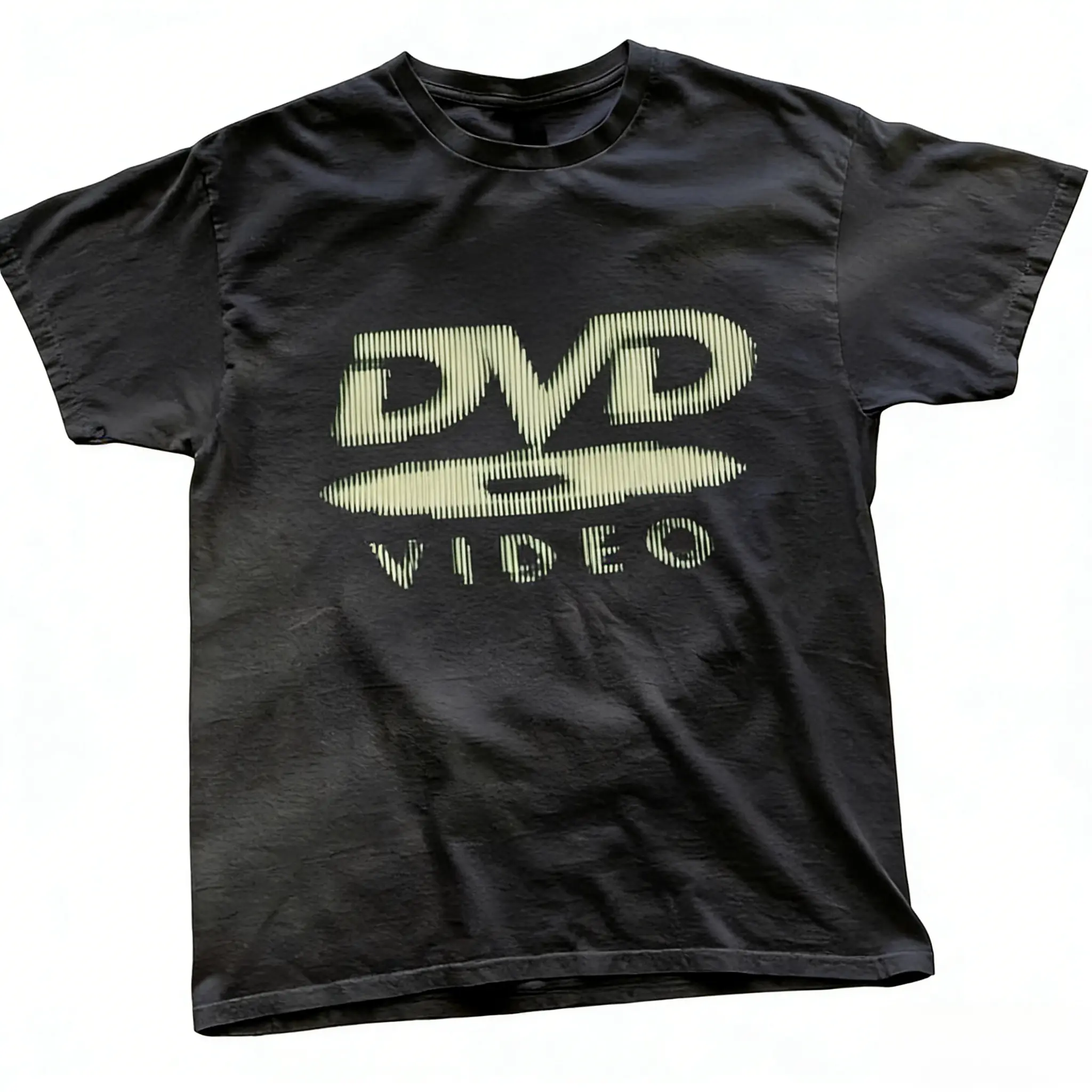 DVD Video nostalgic green logo, Vintage gaming T-Shirt, 2000s aesthetic, Retro good shirts tiedye mugshot shirt breezy shirt Cotton Menswear