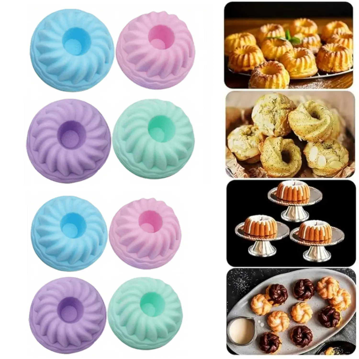 24 Pack Silicone Baking Cups, Pumpkin Silicone Baking Cake Molds, Nonstick Cupcake Liners, Fancy Dessert Tray - Jelly and Muffin Cups