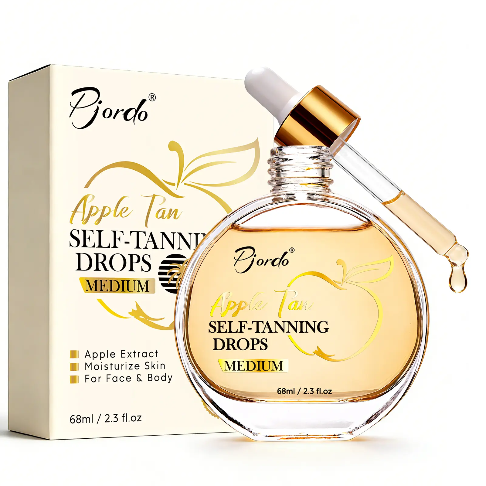 Self Tanning Drops - Natural & Organic Ingredients, Medium Face Tanning Drops to Add to Lotion, Moisturizing Bronzing Tanner for Face & Body, Toxin Free Tanner for Fake Tan