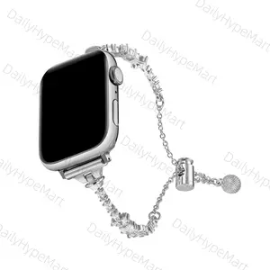 Elegant Wearable Smartwatch Strap for Apple Watch iWatch S10 Fashion Bow Rhinestone Casual Metal Band Accessories Durable Material Replacement Strap