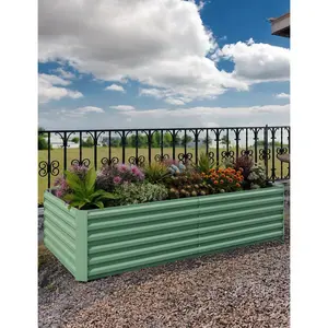Garvee 8x4x2 ft Tall Galvanized Raised Garden Bed - 24" Elevated Metal Planter Box for Vegetables, Herbs & Flowers, Heavy Duty Rust-Proof Outdoor Planter for Backyard, Patio, or Greenhouse, Green