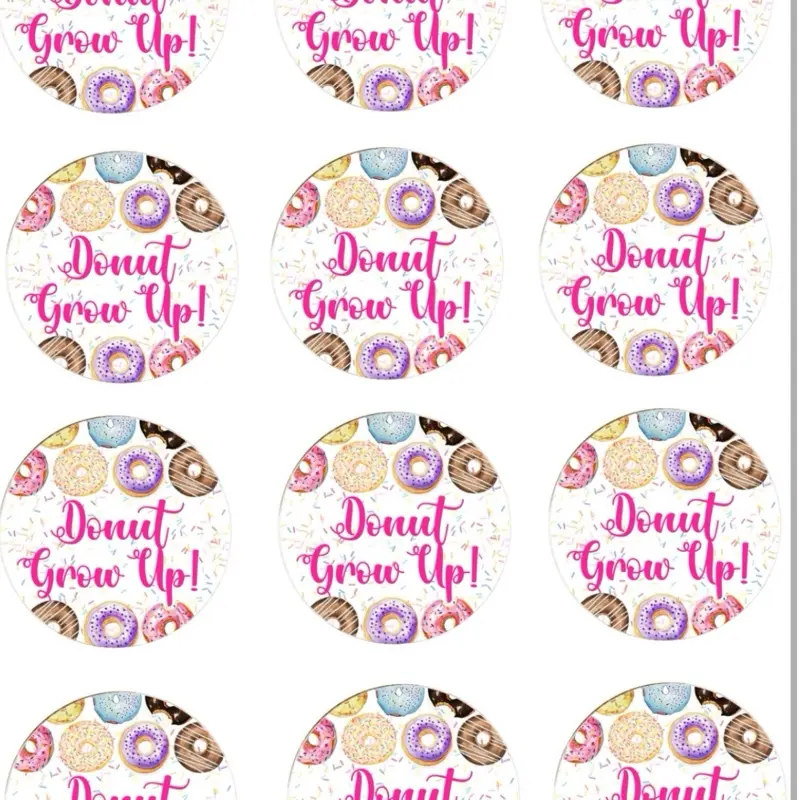 Donut Grow Up cupcake topper EDIBLE topper Donot Grow Up Cookie donut cookie donut cake decoration