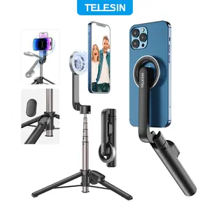 【TikTokShopStockUp】TELESIN Magnetic Selfie Stick Tripod with Bluetooth Remote Control, 27" Extendable Phone Stand Tripod for Magsafe for iPhone 15 14 13 12 Pro Max Series, All Android Phones with Magnetic Functionality, Compatible with iPhone 17