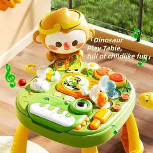 Baby Activity Table Learning & Fun, Baby DJ Table for Sitting Play, Keyboard Musical Toy and Detachable Red Legs Activity Table for Toddlers, Educational Interactive Toys for Kids,sensory table for toddlers 1-3,baby standing activity center