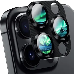 Camera Lens Protector Casing, Shockproof Aluminum Alloy & 9H Tempered Glass Protector, Full Protective Lens for iPhone 16 Pro & Camera Cover for iPhone 16 Plus, Cellphone