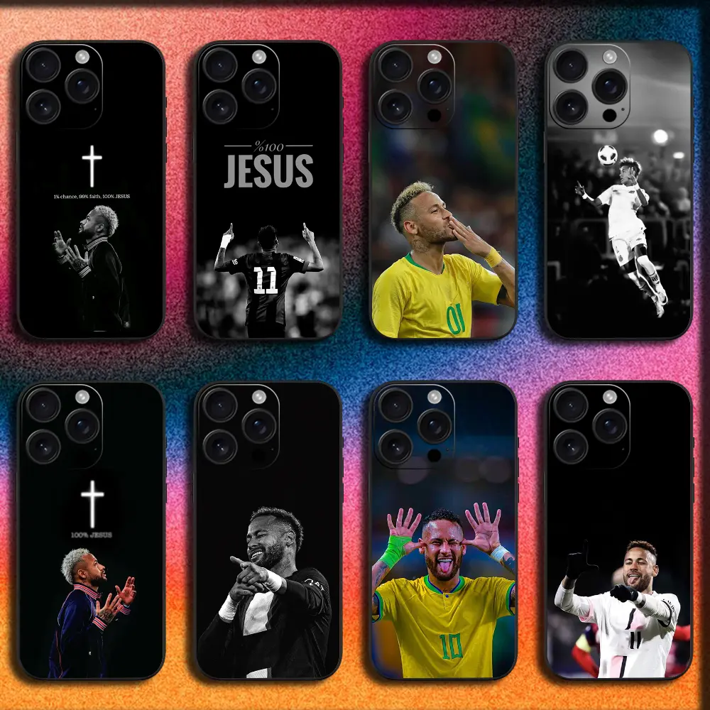 Neymar Jr Football Star Customized Printing Soft Black TPU-PC Phone Case - Flex-Durable, Fade-Resistant, Sweat-Resistant, Washable iPhone Accessories for 17,16,15,14,13,12,11,Pro,Max,Plus Devices