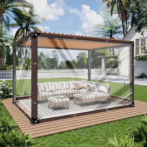 10 x 13ft Heavy-Duty Waterproof Clear Tarp with Grommets, Insect-Resistant, Snowproof, Rainproof, Durable Transparent Rainproof Cover for Outdoor Garden, Patio, Chicken Coop, Greenhouse, Camping & Temporary Shelter, Burning Man