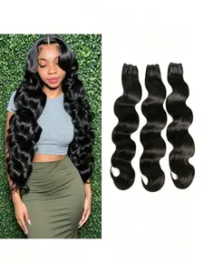 3 Bundles Body Wave Bundles Human Hair Bundles Unprocessed Brazilian Virgin Hair Body Wavy Human Hair Weave Bundles Deals 1B Natural Black 12-30inch Double Weft Can Be Dyed 15A