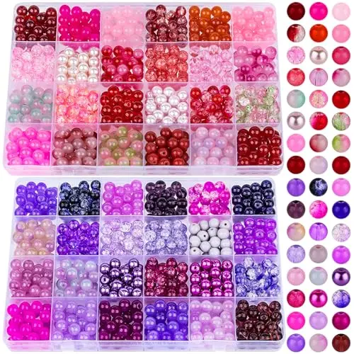 2Box Red&Purple Glass Beads