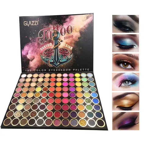 Glazzi Colors Vintage Cosmetic Eyeshadow Palette - High Pigment Density Assorted Color, Silky Blend Powder for Beauty Creators, Long-Lasting Waterproof Matte/Glitter/Shimmer, No Fallout, Blending for Beginners