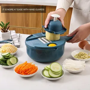 Vegetable Chopper 12-in-1 with Drain Basket and 6 Blades, Food Chopper for Kitchen, Efficient Veggie Cutter for Vegetables