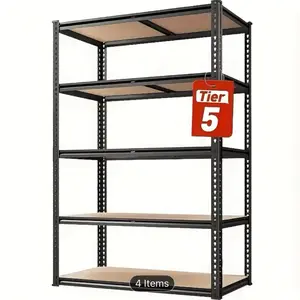 60 inch H5-Tier Heavy Duty Adjustable Garage Storage Shelves Rack for Basement Closet Pantry Garage Organizer 4 Items