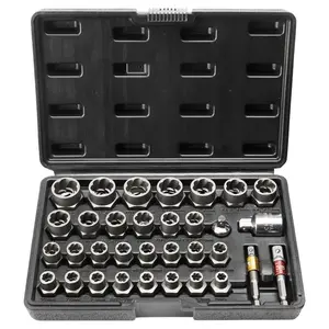 fathersdaygift VEVOR Bolt Extractor Set, 29-Piece Bolt and Nut Remover Set, 6mm to 10mm, 13/32 to 3/4, CR-MO Steel Extraction Socket Set with Storage Case, for Removing Damaged Rusted Bolts, Nuts and Screws