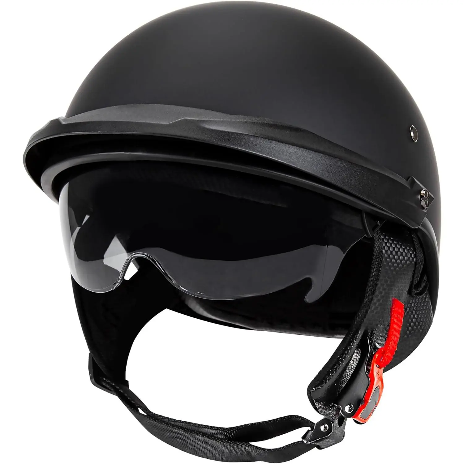 Cartman Unisex Matt Black Open-Face Motorcycle Helmet - ABS Shell, Sun Visor, Anti-Fog Lens for Vision Clarity, Quick Release Buckle, Adjustable Straps, Advanced Safety Design, DOT Approved, 55-61 cm Fit, 55 To 61 Cm