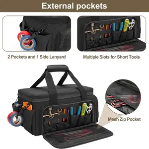 Tool storage bag, multi pocket zipper hand-held storage bag, suitable for storing and storing tools for carpenters, electricians, maintenance workers, outdoor and wilderness workers