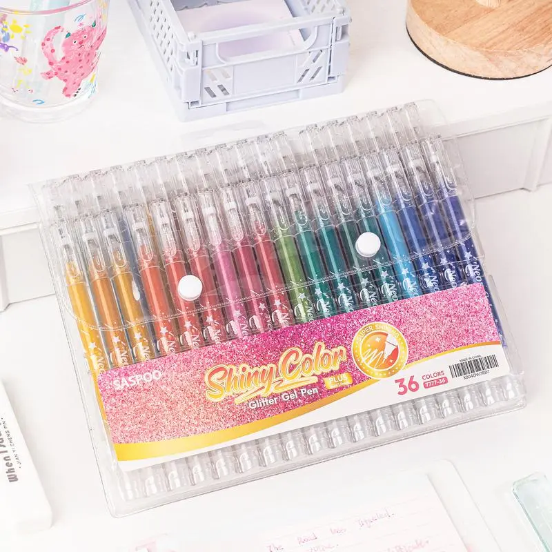 Premium Glitter Gel Pens (Shimmer Markers), Vibrant Colors, Fluid Ink for Artistic Drawing - Office Stationery Art Supplies for Creative Enthusiasts