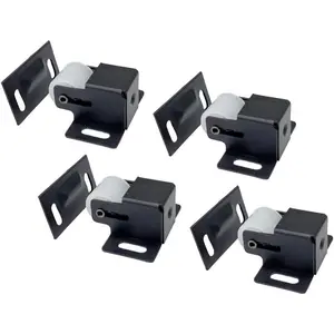 Heavy Duty Large Jumbo Roller Catch Latch for Closet Doors and Cabinets, Matte Black, Made in Taiwan, 4 Pack