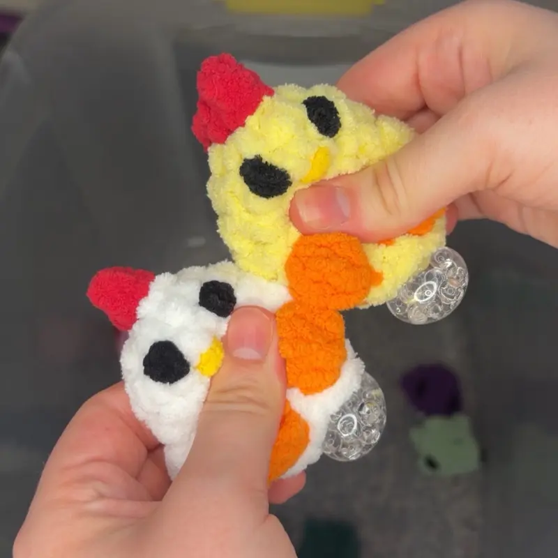 Crochet Chicken Squishie Plushie Stress Ball Handmade Amigurumi