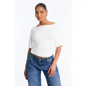 Nicolette Tie Waist Short Sleeve Top - White