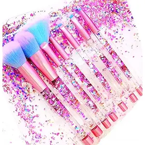 Unicorn Fan Makeup Brush Set,Crystal Sparkles Blue Blush Powder Fan Lip Eye Shadow Eyebrow Eye Blender Brush in Set RUIGOON