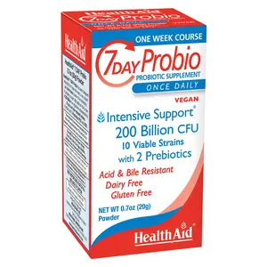 7 Day Probio, 200 Billion CFU, Intensive Support with 2 probiotics, 10 Viable Strains, Once Daily, Acid & Bile Resistant, Dairy and Gluten Free, Vegan