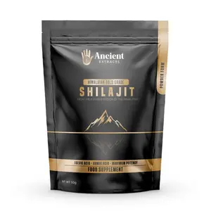 Shilajit Powder-Himalayan Gold Grade(50g)CustomerRated Excellent100% pure Shilajit from the Kashmir region Sourced above 16kft Great alternative to Shilajit resin 100days use at 500mg per day Rich in trace minerals,85+ plus Rich in fulvic and humic acid