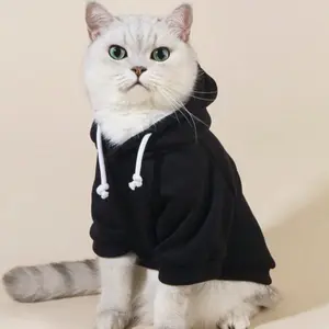 1pc Polyester Black Dopamine Print Warm Basic Hooded Sweatshirt Suitable For Indoor/Outdoor Cats & Dogs