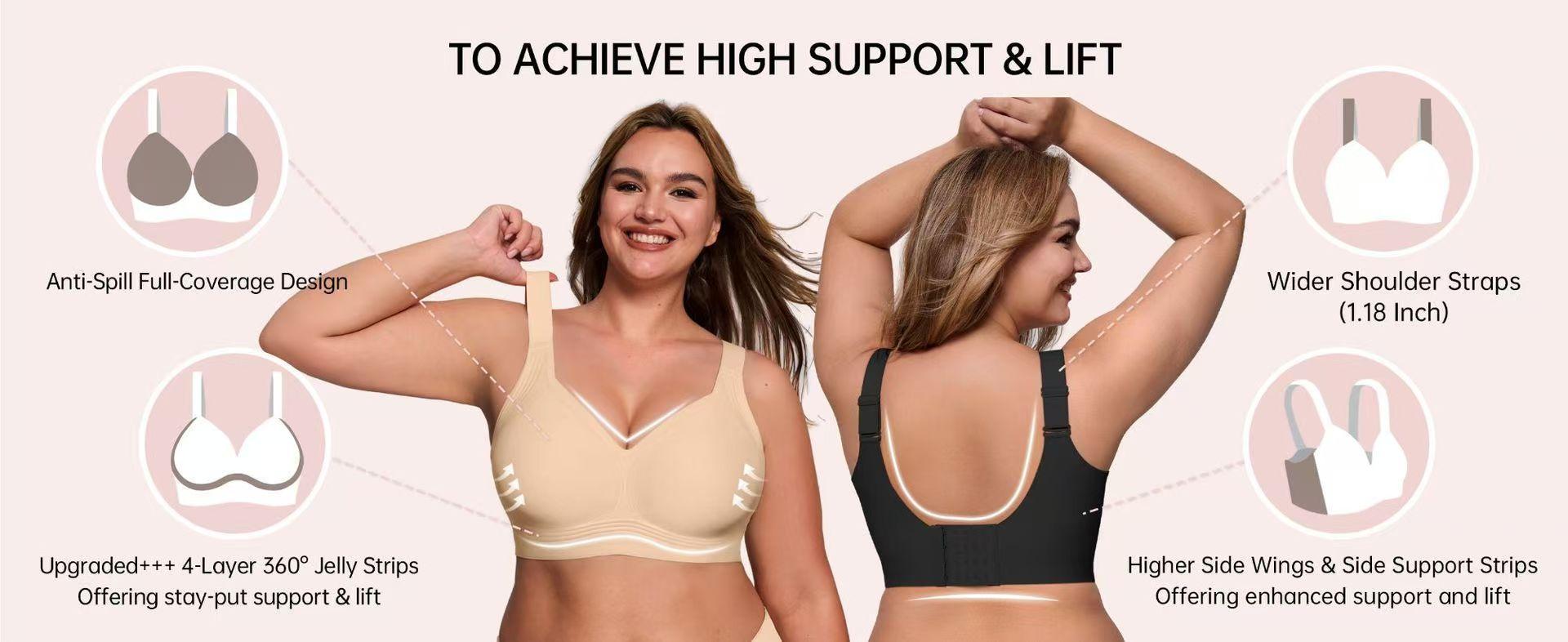 JIAJIA Women Jelly Bras Wirefree Full Coverage No Underwire Everyday Bras Comfortable Wireless Padded Tshirt Bra summervibes