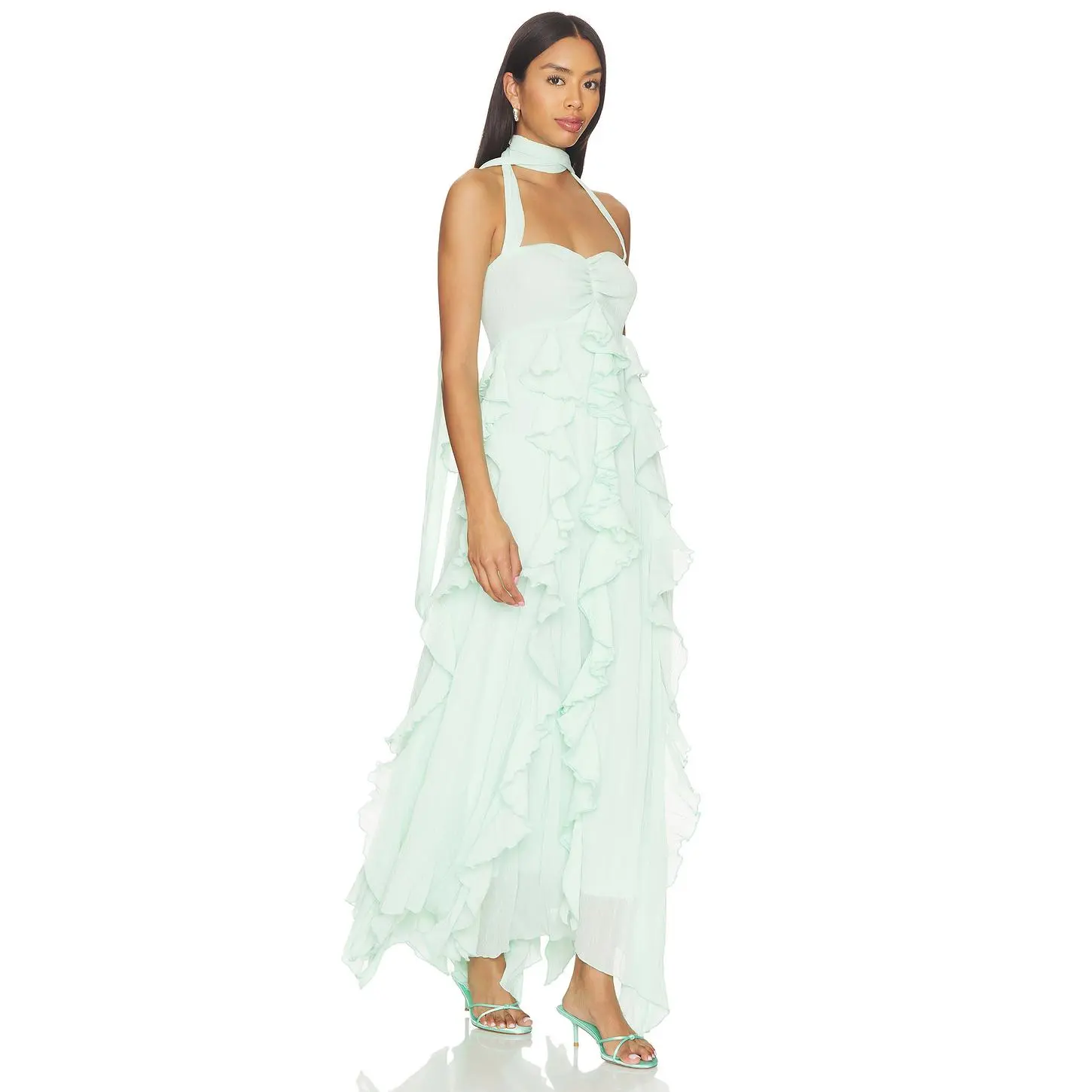 Show Me Your Mumu Gemma Ruffle Maxi Dress in Jelly Mint