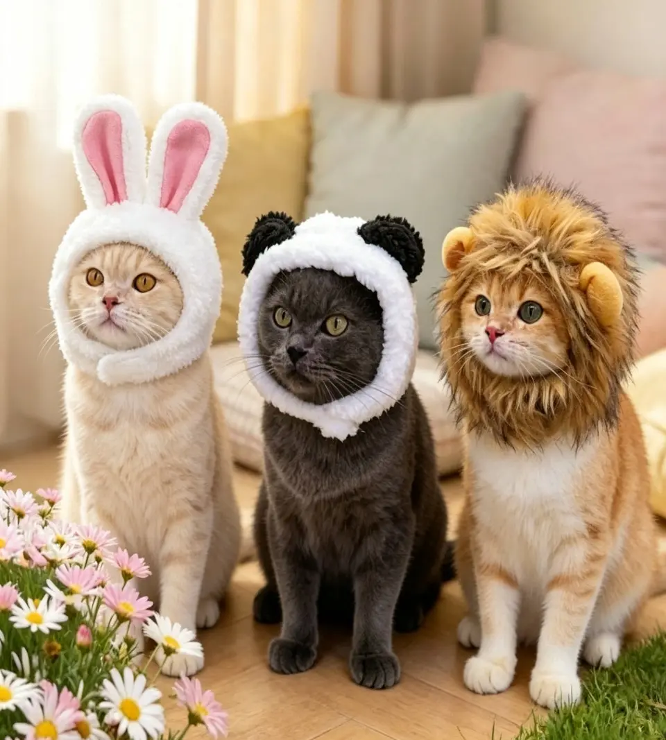 3-Pack Cute & Funny Pet Winter Hats, Warm Sports & Outdoor Headgear Costume Props for Small Dogs and Cats