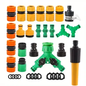 Garden Hose Quick Connector Set, Durable Plastic 4-way Water Pipe Adapters for Efficient Irrigation & Watering, Includes Rubber Gaskets & Screw Threads for Leak-free Connection, Garden Hose Nozzle, Garden Hose Quick Connect Fittings
